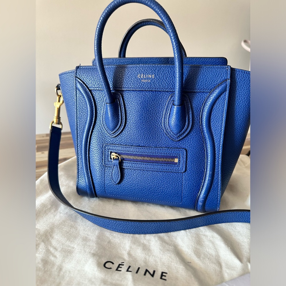 Celine Nano Luggage Drummed Calfskin leather
